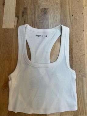 Abercrombie & Fitch Cream Ribbed Racerback Cropped Tank